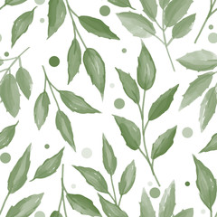 Seamless pattern with cute leaves on white background.