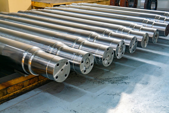 Shafts in the warehouse after turning at the factory.