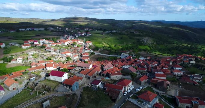 Aerial view of the traditional village of Pitoes das Junias, at the Peneda Geres National Park, in Portugal