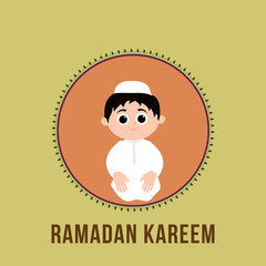 Greeting Card with Arabian Boy for Ramadan Mubarak.