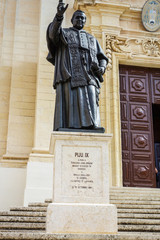 Statue of Pope Pius IX (Giovanni Maria Mastai Ferretti) at the entrance of the Cathedral of the...