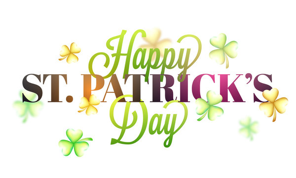 Creative Text St. Patrick's Day with Shamrock Leaves.