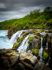 Blue Bruarfoss waterfalls in iceland