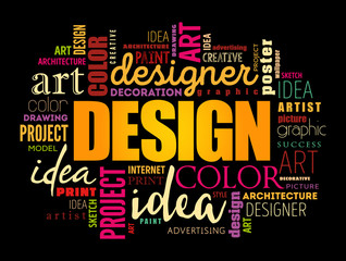 DESIGN word cloud collage, creative business concept background