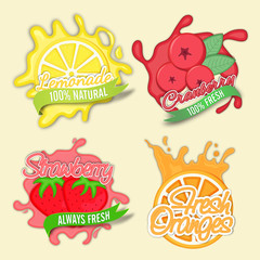 Creative Stickers, Tags or Labels set of Fruits.
