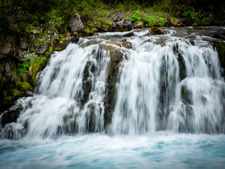 Fototapeta premium Blue Bruarfoss waterfalls in iceland