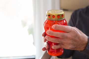 Sorrow man over loss his nearest relative