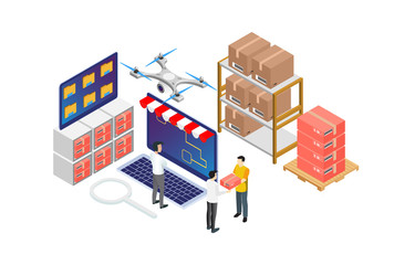 Modern Isometric Product Inventory Illustration, Web Banners, Suitable for Diagrams, Infographics, Book Illustration, Game Asset, And Other Graphic Related Assets