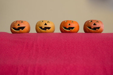 Halloween pumpkin decoration with artificial squash