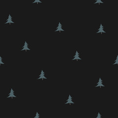 Seamless tree pattern on black.