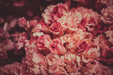 Artificial  Flowers Background in Vintage color tone