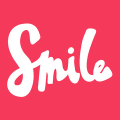 Smile. Valentines day Sticker for social media content about love. Vector hand drawn illustration design. 