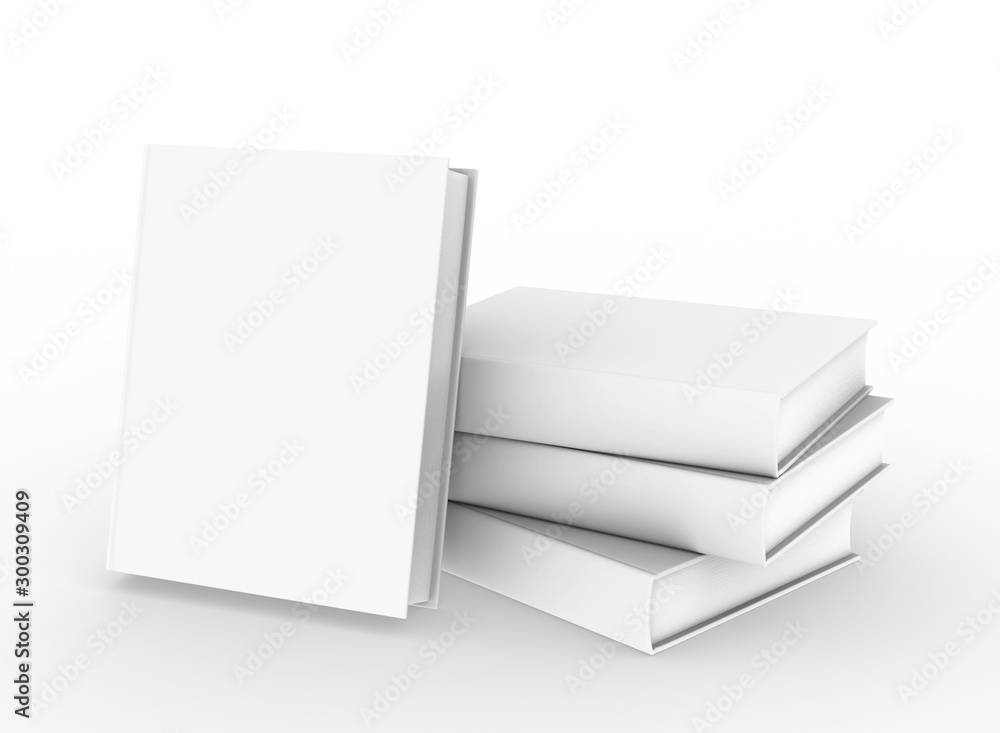 Poster template empty book mockup set white background , 3d rendering
