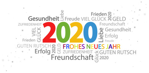 word cloud with new year 2020 greetings