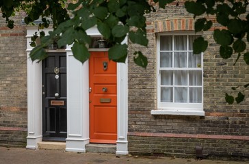 Frontdoor of english mansion in london great brittain