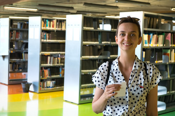 Student girl in university library