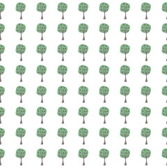 Seamless tree pattern on white background