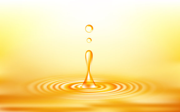 Realistic Vector Oil Drop And Circle Ripple Wave. Abstract Background