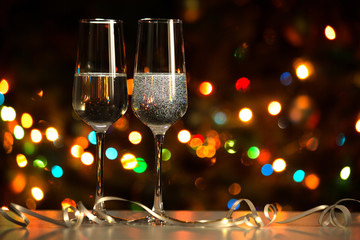 Crystal glasses of champagne