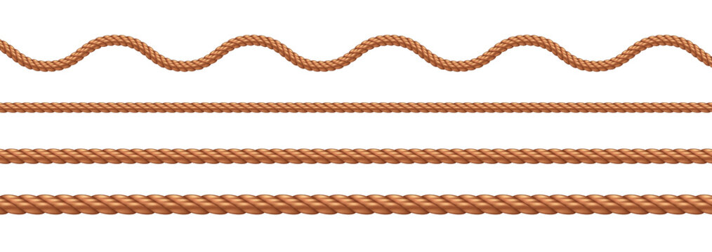 collection of various ropes string on white background. Vector illustration