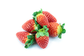 pile of strawberries on a white background