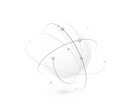 Global Network World Concept Vector Background. Technology Globe With Light Lines, Dots And Point. Digital Data Planet Design In Simple Flat Style, Monochrome Color