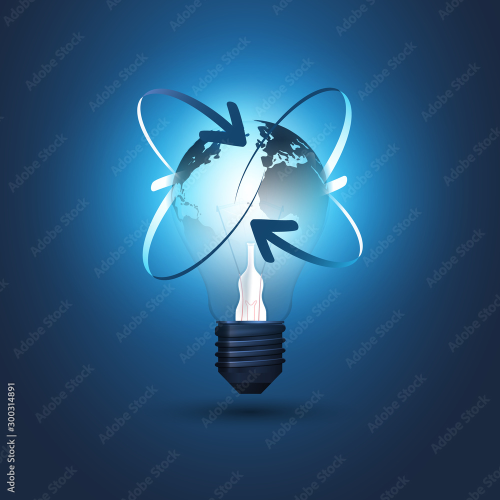 Poster abstract cloud computing, electric and global network connections concept design with earth globe in