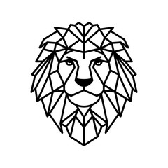 Geometrical polygonal head of lion. Vector illustration.
