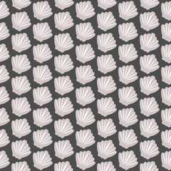 Seashell seamless pattern on black.