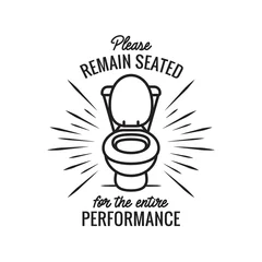 Stickers pour porte Toilette S& 39 il vous plaît rester assis affiche de salle de bain. Illustration vectorielle.