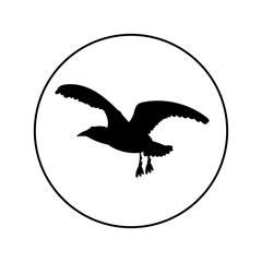 Seagull - vector logo icon for web. black on white. Minimalistic cartoon style.