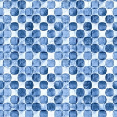 Motif géométrique sans couture avec grunge monochrome bleu marine aquarelle abstraite des formes qui se chevauchent fond quadrillé