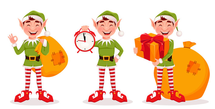 Merry Christmas Greeting Card With Funny Elf