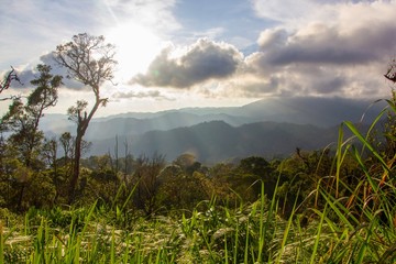 landscape with mountains and clouds