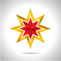 Obraz premium Gold red star vector illustration 3D art symbol christmas