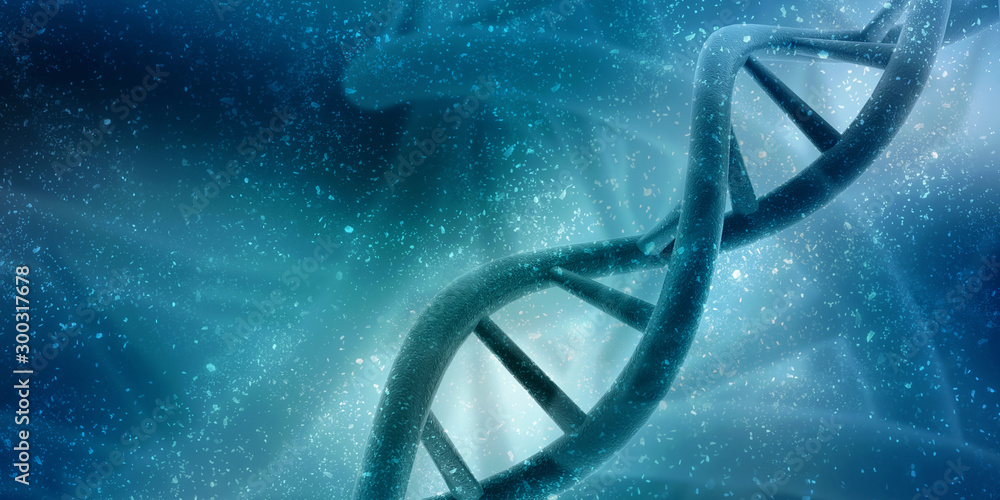 Poster 3d render of dna structure, abstract background
