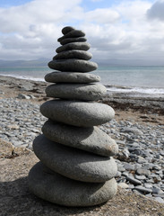 Fototapeta na wymiar Stack of pebbles on beach