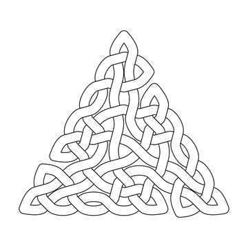 recommend clip art: Celtic knot. Triangular ornament. Vector outline illustration.