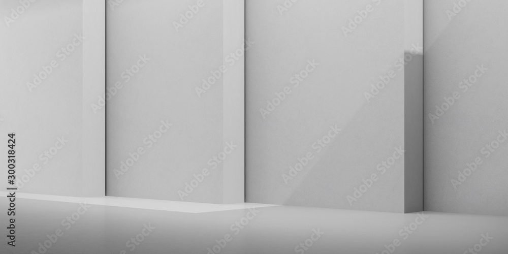 Poster abstract of concrete interior with sun light cast the shadow on the wall ,geometric structure design