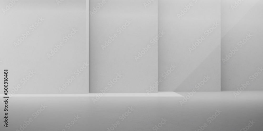 Poster abstract of concrete interior with sun light cast the shadow on the wall ,geometric structure design