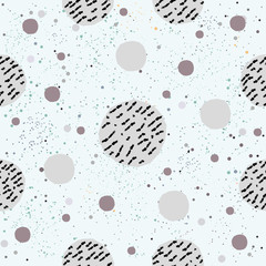 Seamless pattern with pastel colored balls on dotted background