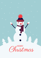 Christmas card with Snowman