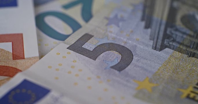 5 euro banknote details close-up EUR currency