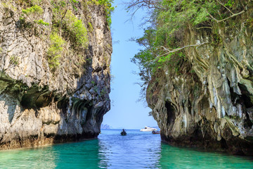 Mountain gate to Lagoon bay at Koh Hong Island,  Andaman sea at Krabi, Thailand