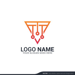 Creative abstract digital technology symbol logo design. Editable vector illustration logo design