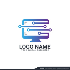 Creative abstract digital technology symbol logo design. Editable vector illustration logo design
