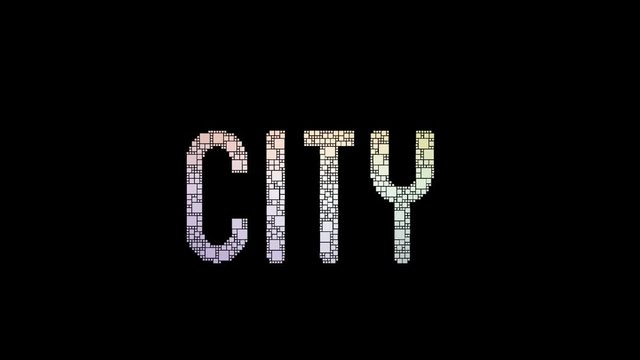 Atlantic City Pixelated Text Warping Looping Squares With Glitch Effect