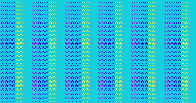 abstract background with pop striped elements. Colored animated swirls zigzag elements on a background, backdrop for teenager animations and pop-cultures. Fresh content for abstract background