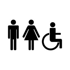 Man, lady and disabled toilet sign, Vector illustration