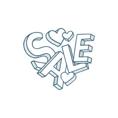 Sale. Hand drawn isometric letters Sale. Sale concept vector illustration. Part of set.